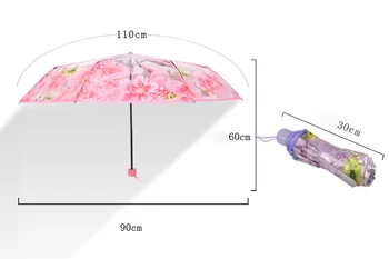 Модный утолщенный Трехстворчатый прозрачный зонт Cherry Blossom Princess, Прозрачные ветрозащитные женские зонты от дождя, прямая поставка Изображение 5