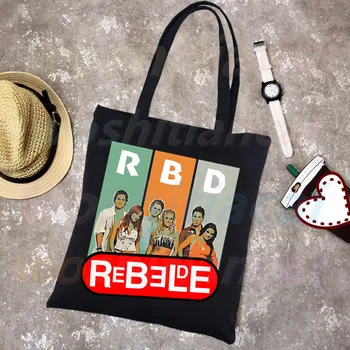 Rebelde RBD Женская сумка через плечо, холщовая сумка, сумки для покупок в стиле харадзюку, модные повседневные сумки, сумка для покупок для девочек