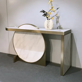 Роскошная нержавеющая сталь, металлический мрамор, простой коридор, коридорный, креативный дизайн, перегородка в прихожей столик на веранде Изображение 1