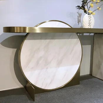 Роскошная нержавеющая сталь, металлический мрамор, простой коридор, коридорный, креативный дизайн, перегородка в прихожей столик на веранде Изображение 2