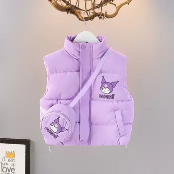 Жилет с подкладкой Sanrio, Детская одежда для мальчиков и девочек, зимняя утепленная детская куртка без рукавов с рисунком Аниме, теплый подарок для малыша