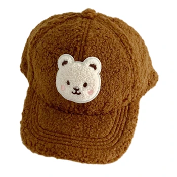 Детская шапка из овечьей шерсти с утиным язычком Little Bear, зимняя теплая бейсболка из цельного плюша с широкими полями, солнцезащитные шапки