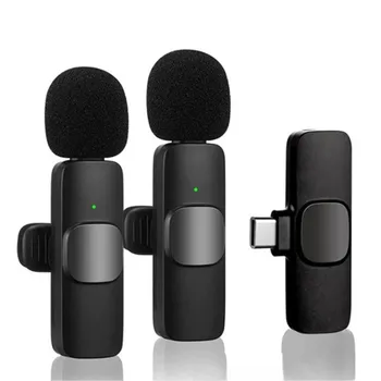 Беспроводной петличный микрофон, микрофоны с лацканами, Подключаемый портативный микрофон с шумоподавлением со сверхнизкой задержкой 2,4 G для IOS Android