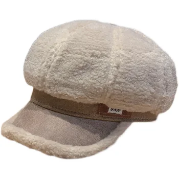 Восьмиугольная шляпа из овечьей шерсти, женская осенне-зимняя новая шерстяная утолщенная теплая шапка, повседневная модная шляпа художника в стиле британского ретро Octagon Изображение 4