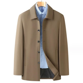 M-4XL Высококачественная Мужская Стильная и красивая повседневная куртка Среднего возраста, Осенне-зимняя флисовая куртка, тренч Среднего возраста Изображение 5