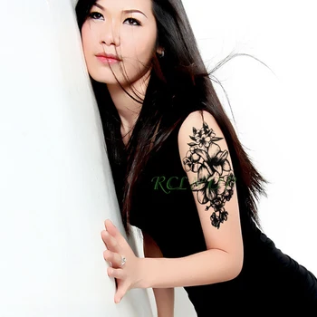 Водонепроницаемая временная татуировка наклейка цветок поддельная татуировка флэш-тату татуаж временный большой размер боди-арт рука нога для девушки женщины