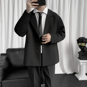 Lin3007-Однотонный костюм, модный тренд, высокий комплект из двух предметов
