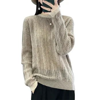 Женские кашемировые толстые свитера Tailor Sheep высокого качества в китайском стиле, осенние вязаные пуловеры с круглым вырезом, модный джемпер снизу Изображение 0