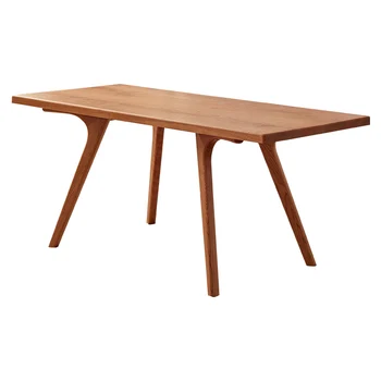 Обеденный стол в скандинавском стиле из цельного дерева, обеденный стол для дома из вишневого дерева, простой длинный стол.