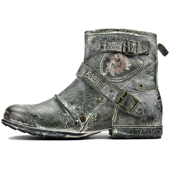 Мужские ботильоны, ковбойские мотоциклетные ботинки Chukka на молнии, мужские ботинки ручной работы в западном стиле, обувь 5008-1-AT