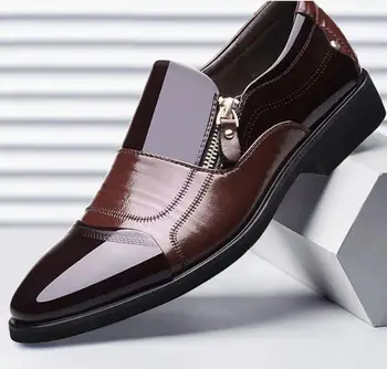 Новые весенние Оксфордские деловые мужские туфли, Кожаная мягкая повседневная обувь, Дышащие мужские лоферы, Обувь на плоской подошве, Обувь для вождения без застежки, Большие