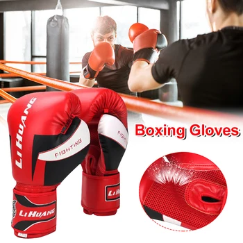 Профессиональные перчатки для кикбоксинга для взрослых из искусственной кожи для каратэ Муай Тай, Принадлежности для бокса, Оборудование для занятий свободным боем Санда для мужчин и женщин