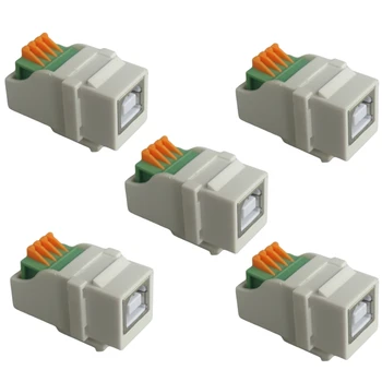 гнездо USB-B из 5 частей с разъемом для принтера, с пряжкой для установки на настенную панель, черно-белое