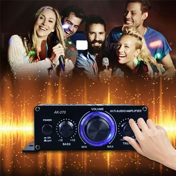 Аудиоусилитель 12V Mini 400W HIFI Цифровой стереоусилитель звука FM Amplificador Встроенный В автомобиль Домашний Радиотеатр Микрофон
