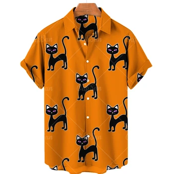 Летние гавайские мужские рубашки, Повседневная одежда, уличная одежда, Средневековая роскошь, харадзюку, Животный принт, Короткий рукав