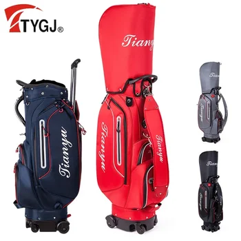 TTYGJ Водонепроницаемые Легкие Стандартные сумки для мячей для гольфа с тормозной тягой Сумки для подставки для гольфа с колесом Дорожный рюкзак большой емкости