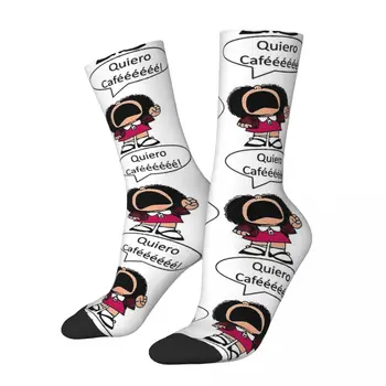 Mafalda, Кофе, Coffee Mafalda Heart Зимние носки унисекс Ветрозащитные Happy Socks в уличном стиле Crazy Sock