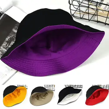 Модная широкополая шляпа с солнцезащитным кремом, обратимые рыболовные кепки, хлопковая однотонная шляпа для улицы Изображение 1