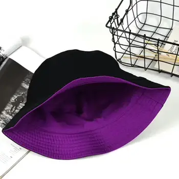 Модная широкополая шляпа с солнцезащитным кремом, обратимые рыболовные кепки, хлопковая однотонная шляпа для улицы Изображение 3