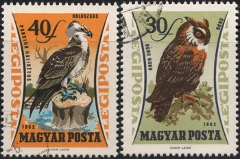 2 шт./компл. почтовых марок Венгрии 1962 года с надписью Eagle Birds Почтовые марки для коллекционирования