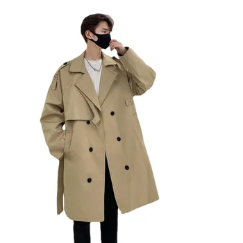 Новый мужской тренч, повседневные пальто средней длины, прочное и красивое высококачественное пальто, длинные куртки для мужчин