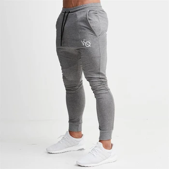 Мужские спортивные штаны для бега трусцой, повседневные брюки с вышивкой из хлопка для фитнеса, спортивные штаны для бега, бодибилдинга, стрейчевые брюки