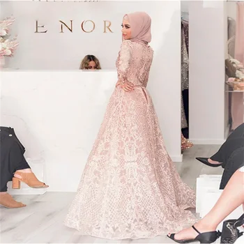 роскошные вечерние платья 2023, розовая верхняя юбка, арабское мусульманское платье из Дубая для женщин, свадебная вечеринка, синие вечерние платья больших размеров Изображение 1