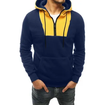 2022 Новый мужской пуловер на молнии с цветным блоком, спортивный свитер с капюшоном