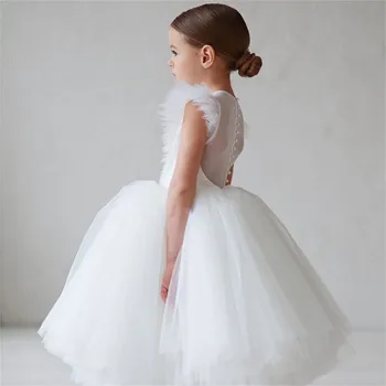 Белые платья для девочек Детские платья с длинными рукавами Элегантная вечеринка Свадьба День рождения пачка Принцессы Vestidos Вечерняя официальная одежда