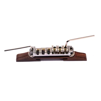 Джазовый гитарный бридж Archtop с роликовыми седлами Аксессуары для гитары из розового дерева Музыкальные инструменты Rosewood Bridge Серебристый B-21