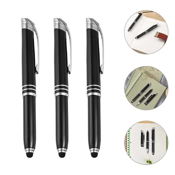 Шариковые ручки с сенсорным экраном 3шт, светодиодные ручки с сенсорным экраном, светящиеся шариковые ручки, Металлические ручки