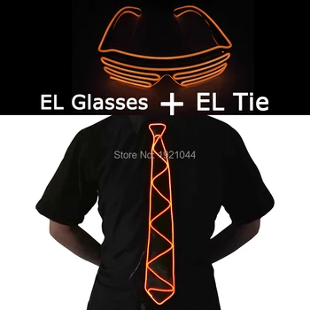 Светящиеся светодиодные очки EL Wire, модный неоновый галстук, танцевальная вечеринка, бар, костюм с флуоресцентным освещением для фестиваля, принадлежности для вечеринок