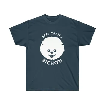 Футболка KEEP CALM & BICHON Frise для собак, футболка унисекс мужская