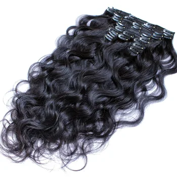 Зажим Для Наращивания Человеческих Волос Для Чернокожих Женщин Бразильские Волосы Body Wave Clip Ins 10 шт./компл. Натуральный Цвет Remy Hair 120G