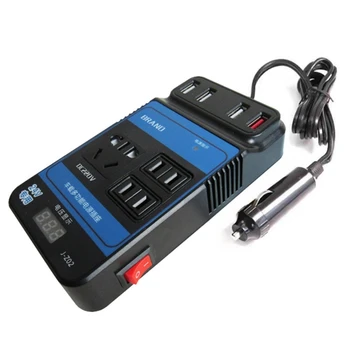 Автомобильный инвертор с 4 портами USB от DC12V 24V до DC110V 220V, преобразователь напряжения, зарядное устройство, адаптер для быстрой зарядки прикуривателя