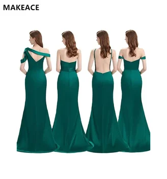 Темно-зеленые Сексуальные платья Русалки с открытой спиной, Коричневые платья невесты с рюшами, Платья для свадебной вечеринки четырех стилей Изображение 5