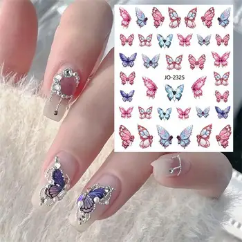 Красочные наклейки для ногтей в виде бабочек, самоклеящиеся переводные черные наклейки, стика для ногтей, креативный маникюр Изображение 2
