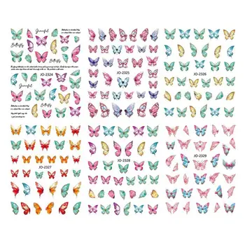 Красочные наклейки для ногтей в виде бабочек, самоклеящиеся переводные черные наклейки, стика для ногтей, креативный маникюр Изображение 3
