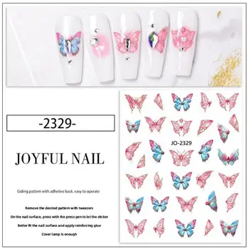 Красочные наклейки для ногтей в виде бабочек, самоклеящиеся переводные черные наклейки, стика для ногтей, креативный маникюр Изображение 4
