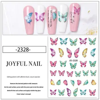 Красочные наклейки для ногтей в виде бабочек, самоклеящиеся переводные черные наклейки, стика для ногтей, креативный маникюр Изображение 5