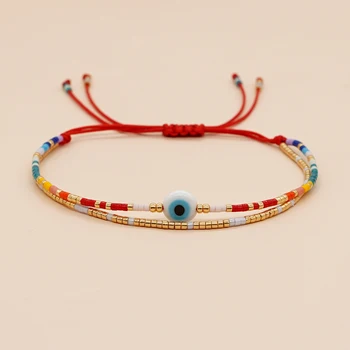 Турецкий Браслет от Сглаза Ювелирные Изделия для Женщин Красная Нитка Lucky Eye Изящные Браслеты Красочные Бусины Миюки Браслеты Boho Jewellery Изображение 0
