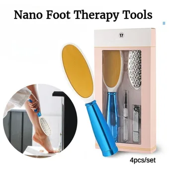 Набор инструментов для ухода за ногами из нержавеющей стали для удаления омертвевшей кожи, Нано-щетка для чистки ног, инструмент для чистки, скребок, двусторонний педикюрный набор