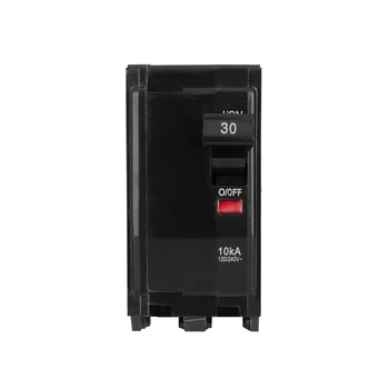 Двухполюсный автоматический выключатель на 30 амПер, совместимый с квадратным QO, 120/240 В 10КА, подключаемый, С визуальным индикатором отключения черного цвета