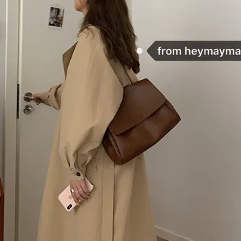 Насыщенный темно-коричневый Корейский Instagram, новинка 2023 года, осенне-зимняя женская сумка через плечо из искусственной кожи для поездок на работу