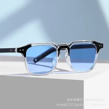 Мужские очки в квадратной оправе в стиле ретро в стиле хип-хоп, хипстер, INS, пара солнцезащитных очков с рисунком для ногтей, модные солнцезащитные очки