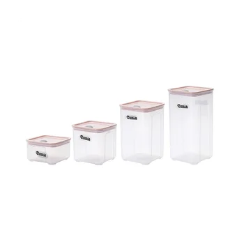Коробка для хранения продуктов из 4шт ПОЛИПРОПИЛЕНА, Пластиковый Прозрачный набор с бутылками для заливки, Банками, Резервуаром для сушеных зерен Объемом 400-1700 л, красный Изображение 0