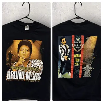 Официальная концертная футболка Bruno Mars 24K Magic World Tour, Двусторонняя Мед