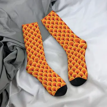 Оранжевые волнистые мужские носки в стиле ретро с градиентным рисунком Унисекс, забавные абстрактные геометрические носки для девочек на весну, лето, Осень, зиму Изображение 3
