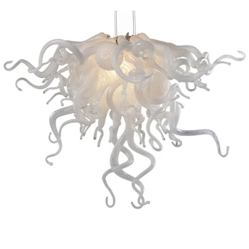Стеклянная лампа Chihuly, люстры из муранского стекла, антикварный декор, белый светодиодный подвесной светильник для дома и отеля, 20 дюймов