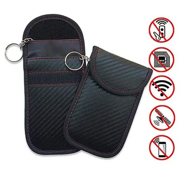 Блокиратор сигналов автомобильных ключей Faraday Bag Keyless Fob RFID-блокирующий чехол-чехол для защиты сумки для хранения автомобильных ключей-органайзера Изображение 1